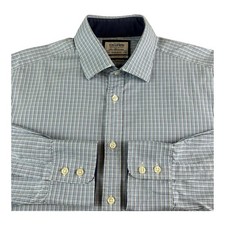 T M LEWIN Shirt Finest Two Fold Cotton Blue Check Mens 16.5-42 Cm