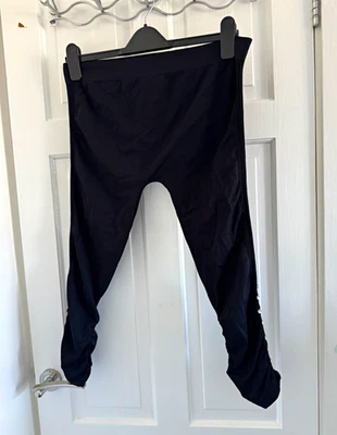 Soho Lady Black Maternity Leggings One Size, Ankle Button Stretch Elastic Waist - Image 1 of 4