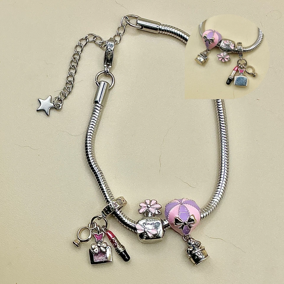 3fach Charm Anhänger Parfum + filigrane Accessoires m. Armband 16+5 cm 🎀 - Bild 2 von 4