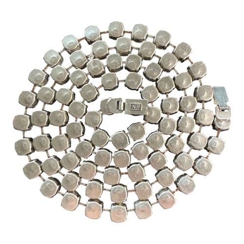 RODRIGO OTAZU Silver White Frosted Swarovski Crystal Bar Link Necklace O168 - Picture 4 of 8