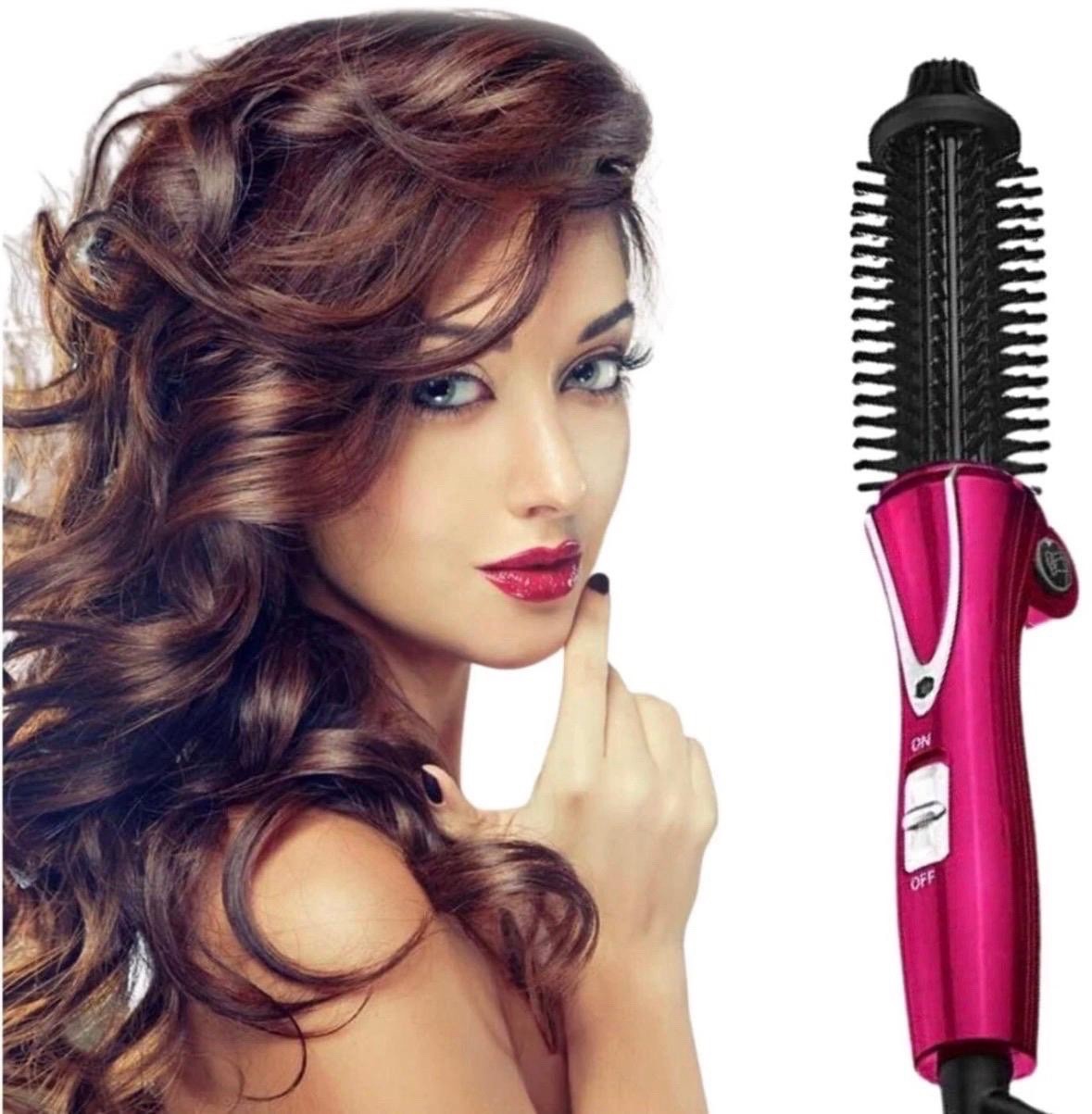 Hot Hair Brush Ionic Curling Iron Tangle-Free Tourmaline Ceramic Wand Folding