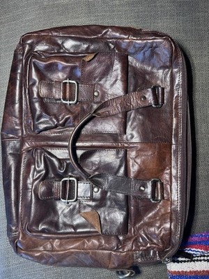 Jack Georges Voyager Buffalo Leather Briefcase #7317, Hand-stained, Cross-body