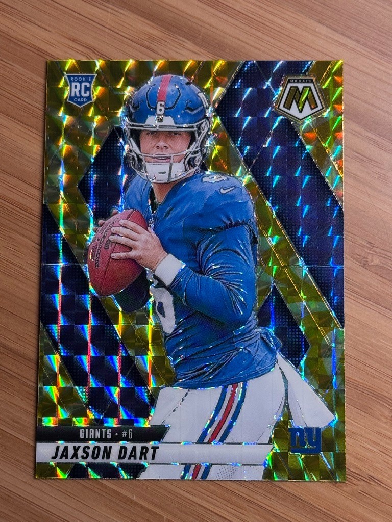 Jaxson Dart 2025 Panini Mosaic - RC Mosaic Reactive Yellow Prizm Giants #362