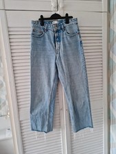 Zara Women's Denim Jeans Mid-Wash, Straight Leg, High-Rise, Blue, Size 8