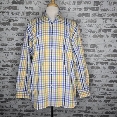 Robert Talbott Carmel Shirt Mens XL ( Runs Big) Multicolor Plaid 100% Cotton