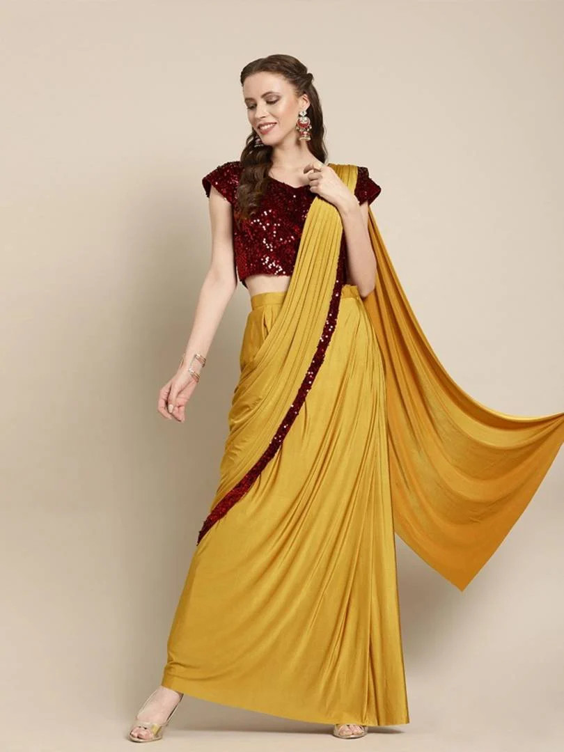 Saree georgette prêt à porter pour s'habiller facilement sans savoir draper