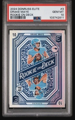 2024 Panini Donruss Elite Drake Maye Rookie on Deck #3 Patriots PSA 10