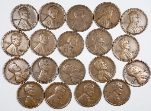1927-D Lincoln Wheat Penny Lot of 19 Coins All Very Fine (VF)