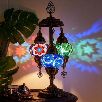 Mozaist - Multi Color Combination 3-Glass Mosaic Table Lamp, Mosaic Design,