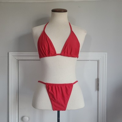 Nasty Gal String Bikini Size 4 8 Triangle Swimsuit Red Hot 2 Pc Set Summer Sexy