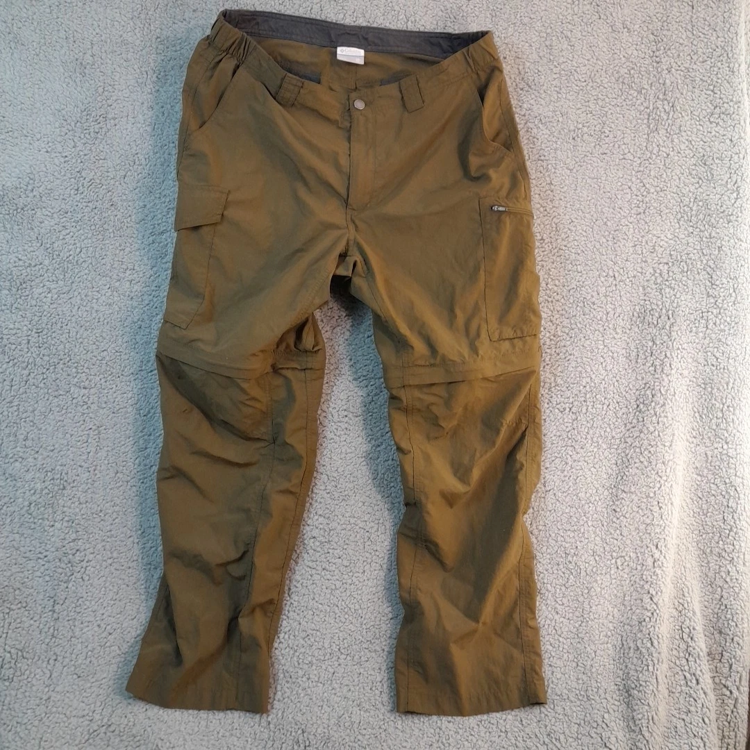 Columbia Mens Olive Green Omni Shade Convertible Hiking Outdoor Pants 38x32