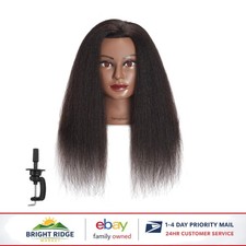 Hairdresser Mannequin Head with Natural Hair for Cutting, Braiding, and Styling