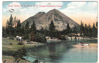 c1909 Black Butte on the S.P.R.R. , Oregon- California Route, Vintage Postcard