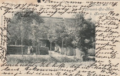 Postcard greeting from Vorwerk-Gut-Moor near Harburg Guest House by J. Neumann from 1901 (T64)