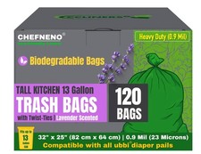 13 Gallon Tall Trash Bags Disposable Diaper Pail Refill Plastic Bag 120 Bags...