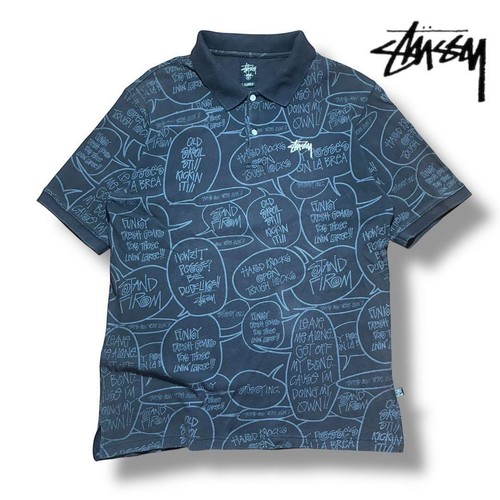 [00s crown tag] OLD STUSSY All-Over Polo Shirt Black XL