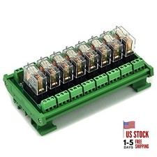 DIN Rail Mount AC/DC 24V Control 8 SPDT 16Amp Pluggable Power 8 Channel 24V