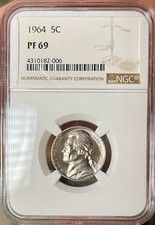 1964 NGC PF69 Jefferson Nickel. Great Uncirculated Proof Coin! 🇺🇸🪙
