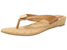 Lindsay Phillips Women's Guinevere Flip Flop Sandals Wedge Tan Sz. 10 530505