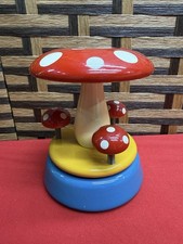 Vintage Kouvalias Wooden Mushroom Music Box Made In Greece EUC