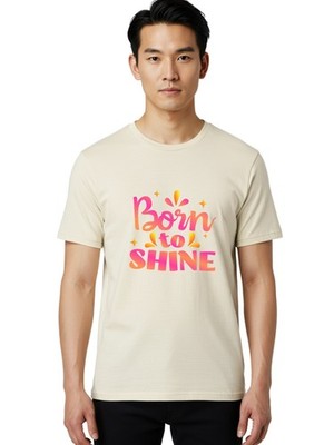 Born-To-Shine Mens Graphic Tee, 100% Cotton, Casual Summer Wear