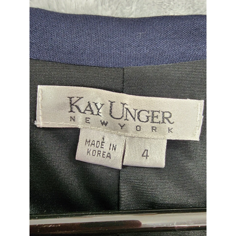 Vestido Kay Unger Vintage Años 90 Para Mujer 4 Azul Sin Mangas Cuello Midi Vaina Algodón Foto 4 de 4