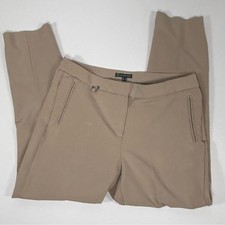 Adrianna Papell Straight Leg Ankle Pants Khaki Tan Beige Stretch Slacks Size 8