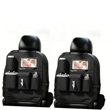 Car Seat Organizers,Multi-functional Back Seat Protectors, Storage 2 Pack Black