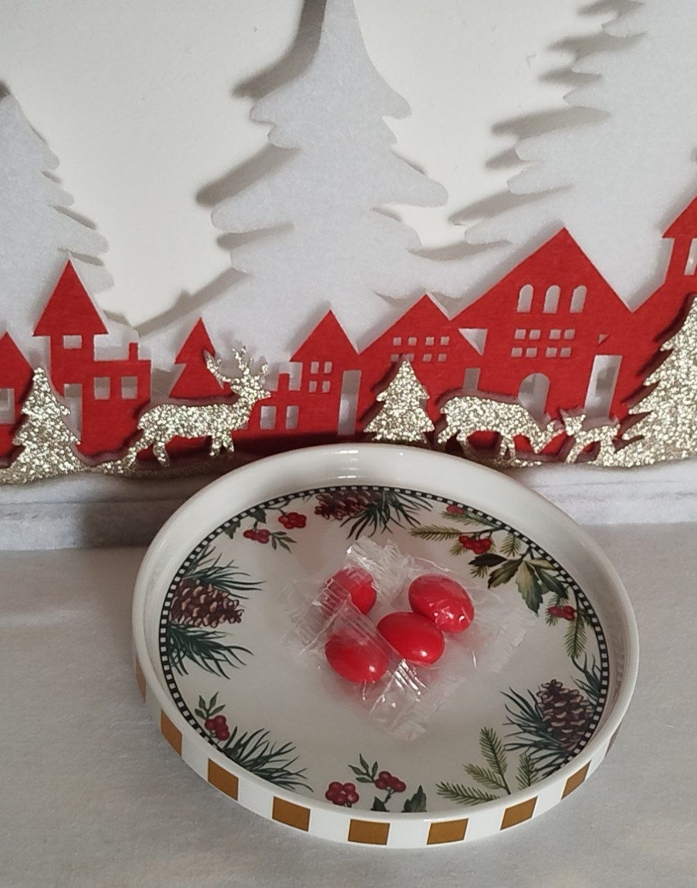 Egan Vassoio Natale Porcellana Smaltata Diametro 20 decorazione Natale — foto 3