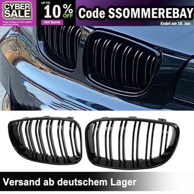 NIEREN KÜHLERGRILL DOPPELSTEG  FÜR BMW 1ER E81 E87 E82 E88 07-13 GLÄZEND SCHWARZ
