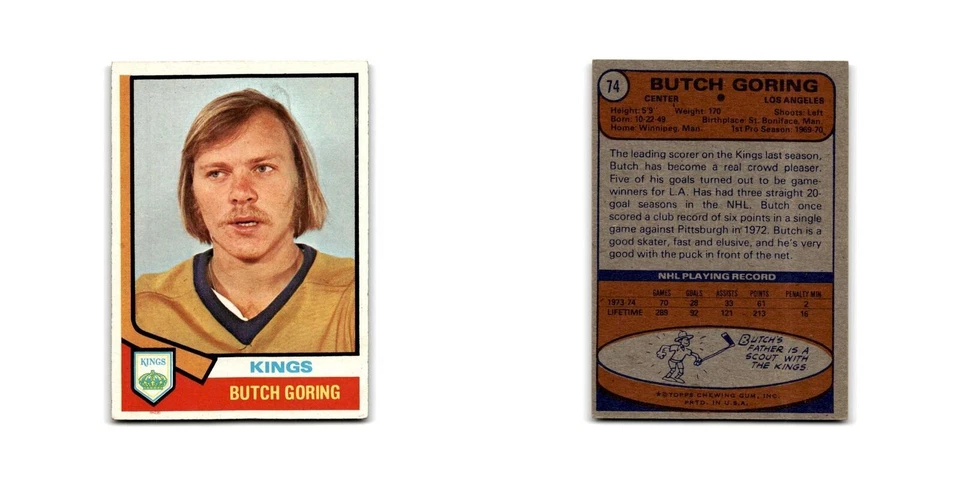 1974 Topps Butch Goring Los Angeles Kings #74 - Image 3 of 3