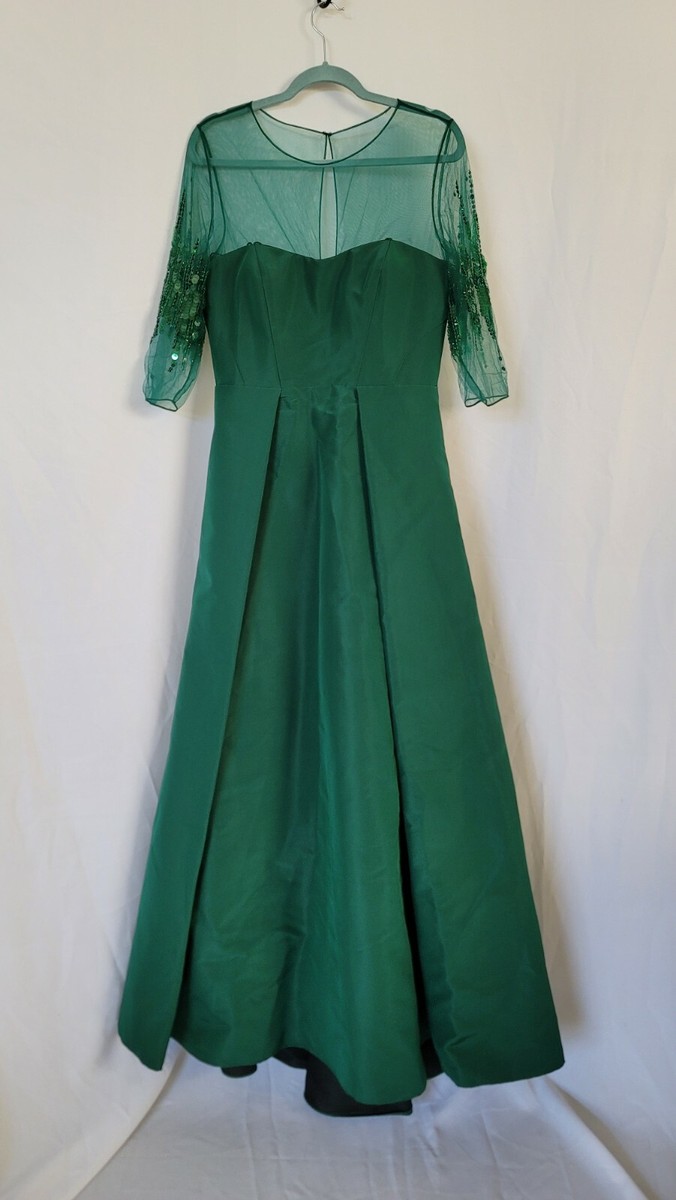 pamella roland green dress STRAPLESS HIGH SLIT GOWN main image 1