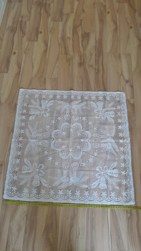 Tischdecke weiß Kunstspitze Weihnachtsdekoration 78x78cm Deckchen guter Zustand - Bild 2 von 10