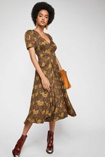NEW FREE PEOPLE $148 OLIVIA PAISLEY PRINT PLUNGING V-NECK MIDI DRESS SZ 2