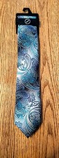 Bespoke Tie Floral Shapes Classic Business Formal Wedding Green Blue Silver NEW