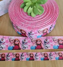 7/8, 1.5 & 3" (1 YD) Disney's Frozen Grosgrain Ribbon Anna Elsa Olaf Hair Bow