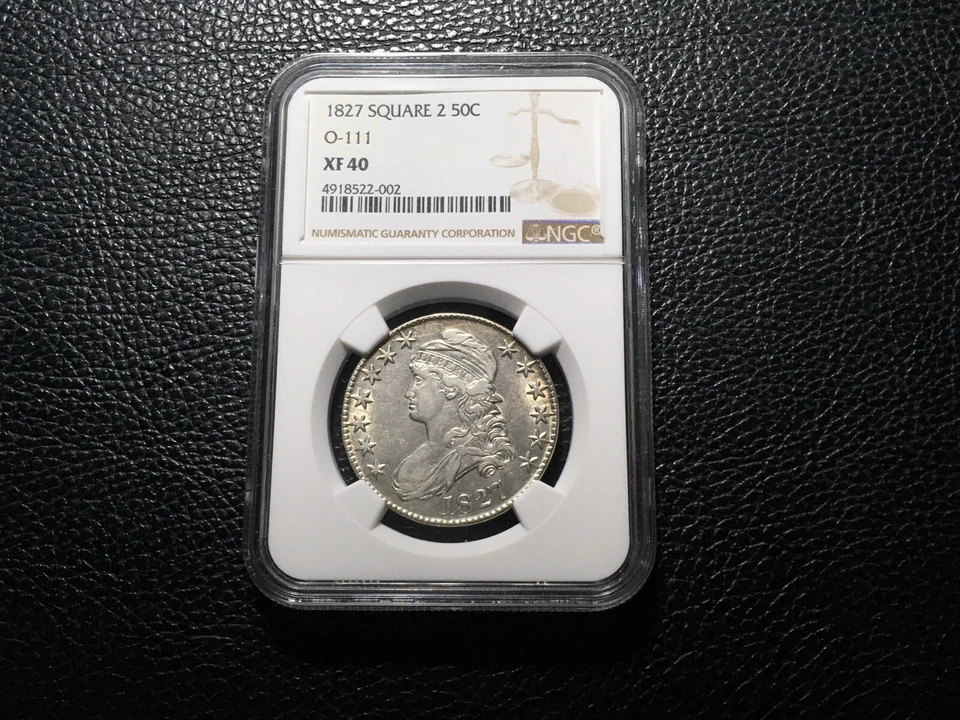 1827 Capped Bist Half Sq 2 O-111 Rarity 4 White Bright Light Gold Rim Toning - Image 3 of 4