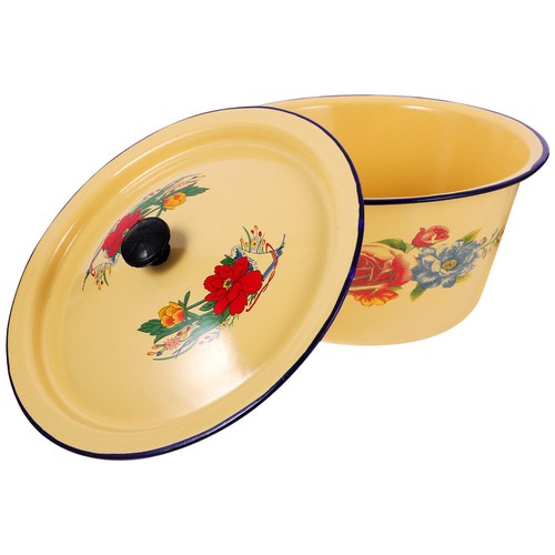 Vintage Email Cover Bowl Emaille-Eimer Mit Deckel Emaille-Waschbecken - Bild 4 von 12