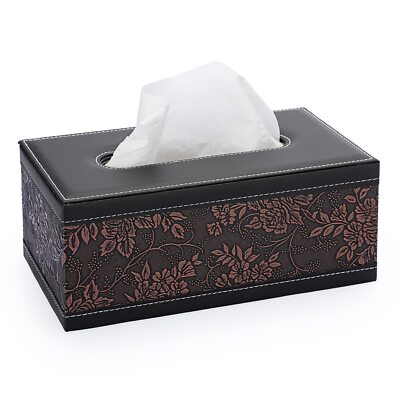 Stylish Leather Tissue Box Cover Rectangular with Magnetic Bottom for Decor