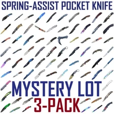 3-Piece Mystery Spring-Assist Folding Pocket Knife Lot – Random EDC Blades - NEW