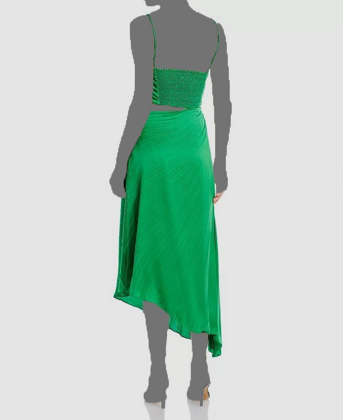 Alice + Olivia Women Green Fayeth Pleated Cutout Spaghetti Strap Dress Size 0