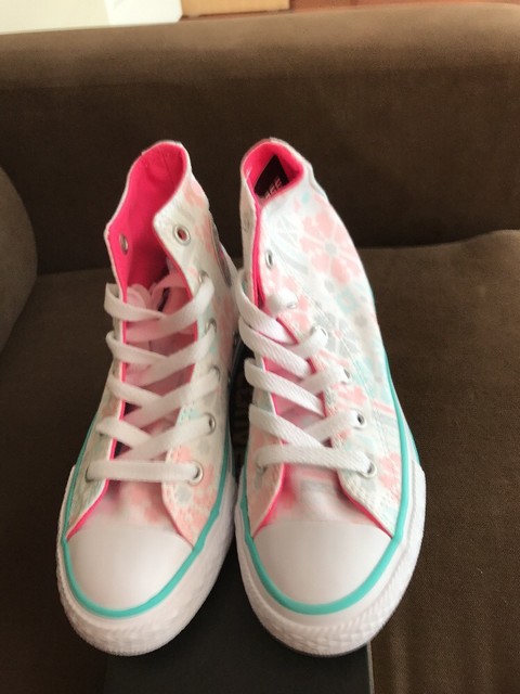 junior white high top converse