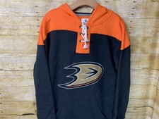 NEW Fanatics NHL Anaheim Ducks black hoodie sweatshirt size mens Small B43