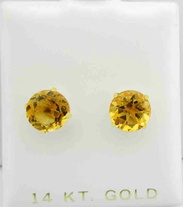 GENUINE 6.26 Cts YELLOW TOPAZ EARRINGS 14K GOLD SCREW BACK Free Certificate