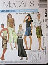 McCalls Pattern 3520 Sizes 4 - 10 Misses Skirts 5 Lengths Uncut 2002