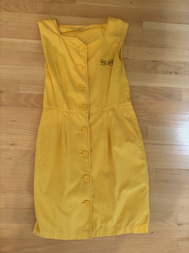 Chloé, abito giallo vintage miss chloé collo quadrato taglia 40 con tasche