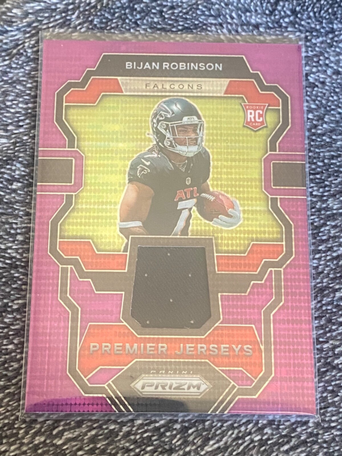 2023 Prizm Bijan Robinson Premier Jerseys Neon Purple Pulsar PJ-BR