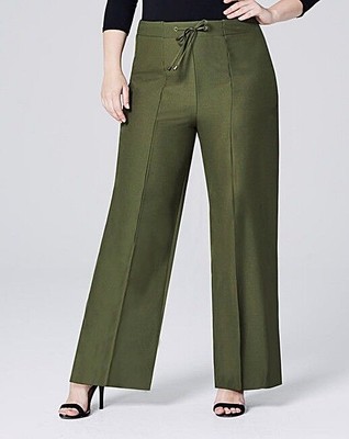 Khaki Wide Leg Fashion Trousers Size Uk 