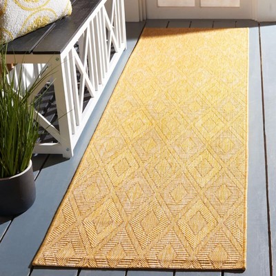 Courtyard Collection Runner Rug - 2'3'' x 8', Gold, Non-Shedding & Easy Care, ...