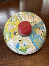 Antique Vintage Tin Top Nursery Rhymes Spinning Metal Tin Top Made USA